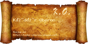 Kádár Oberon névjegykártya